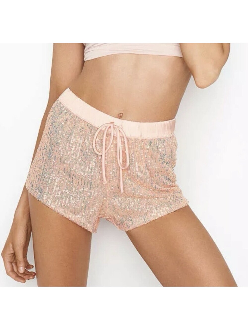 Victoria’s Secret Pink Iridescent Sequin & Satin Lounge Shorts - Size Small (NWT